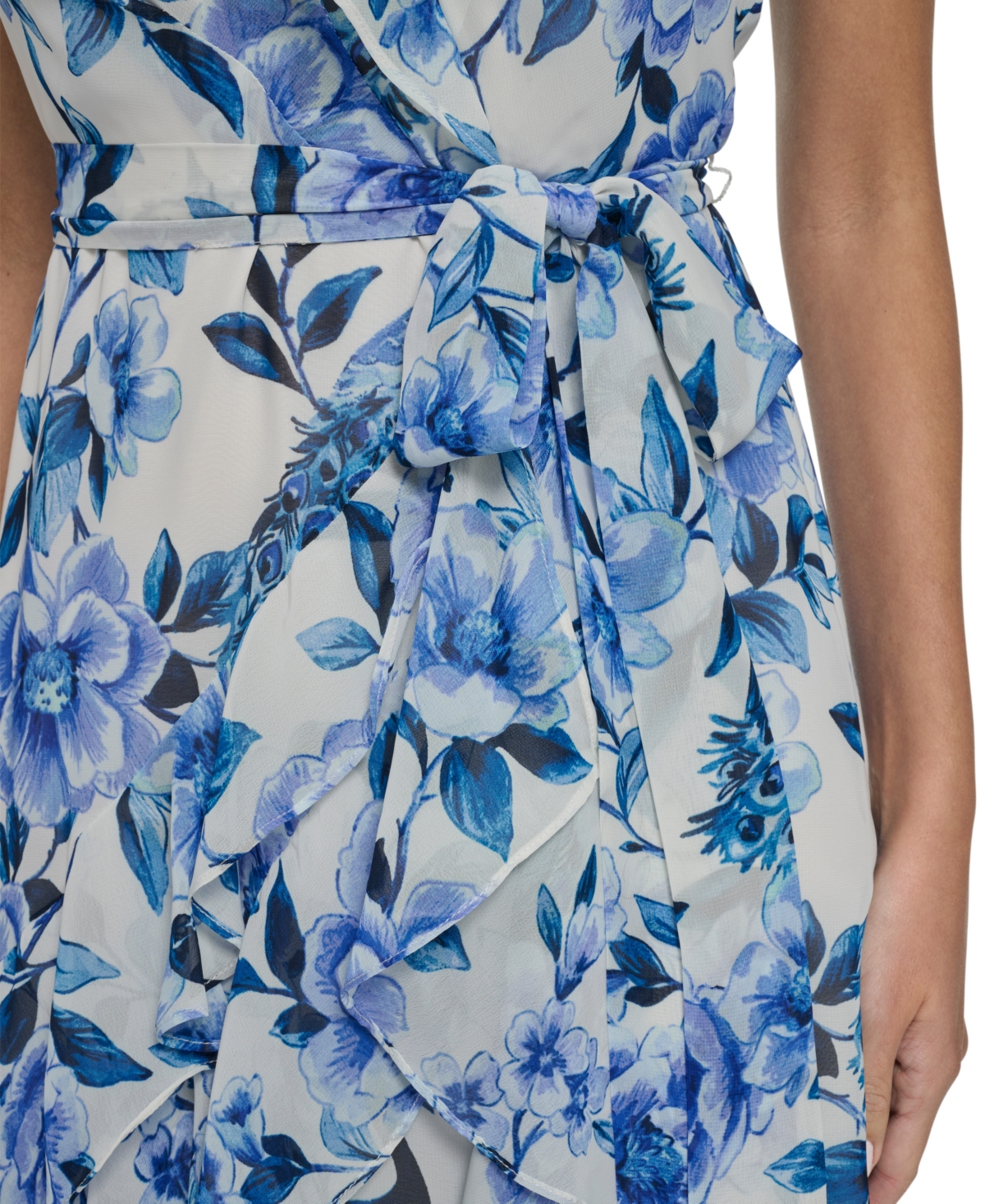 Eliza J Women's Asymmetrical Ruffle V-Neck Maxi Dress