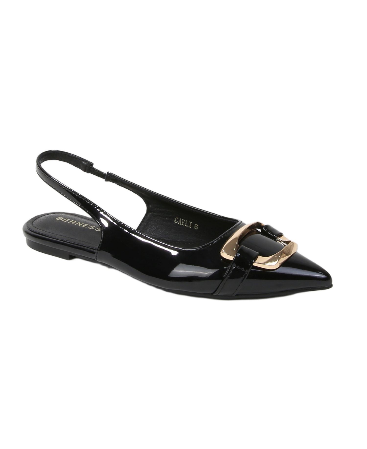 Women's Caeli Slingback Flats with Gold Tone Buckle