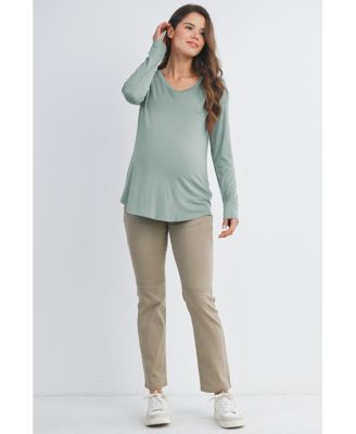 Maternity Casual Scoop Neck Long Sleeve Nursing Top
