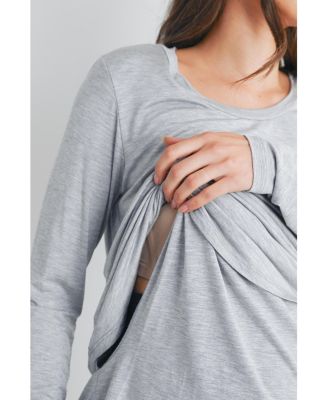 Maternity Casual Scoop Neck Long Sleeve Nursing Top