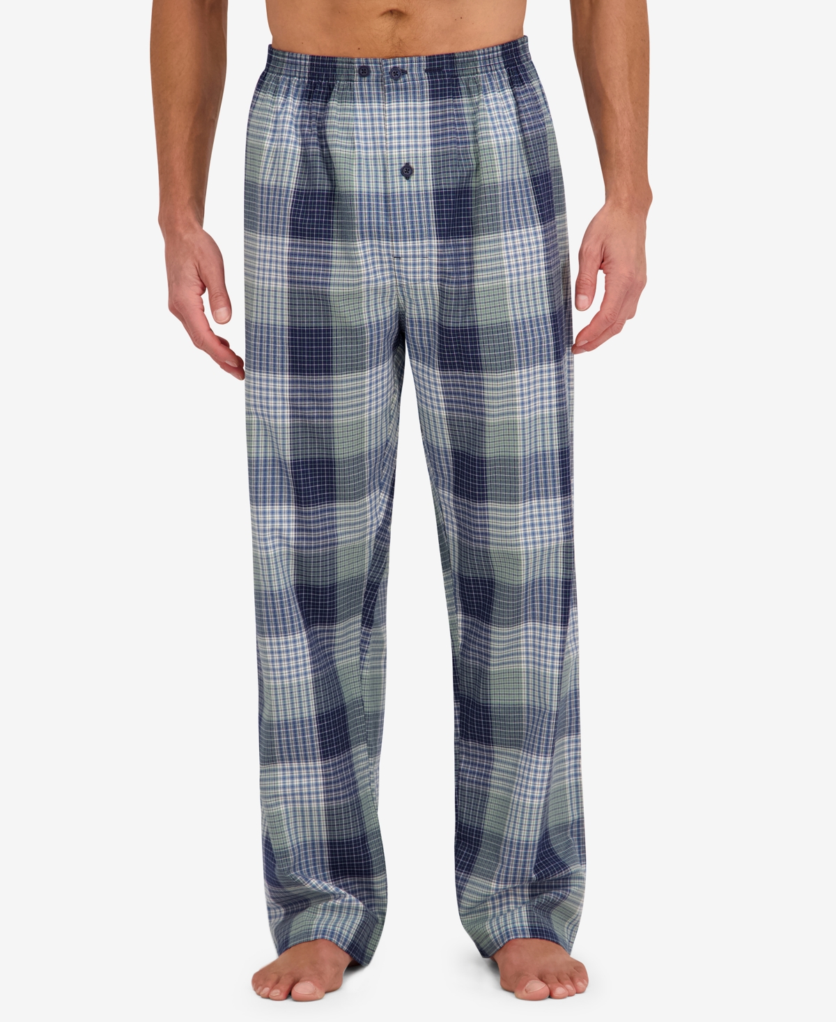 Hanes Men's Woven Button Down Pajama Sleep Set