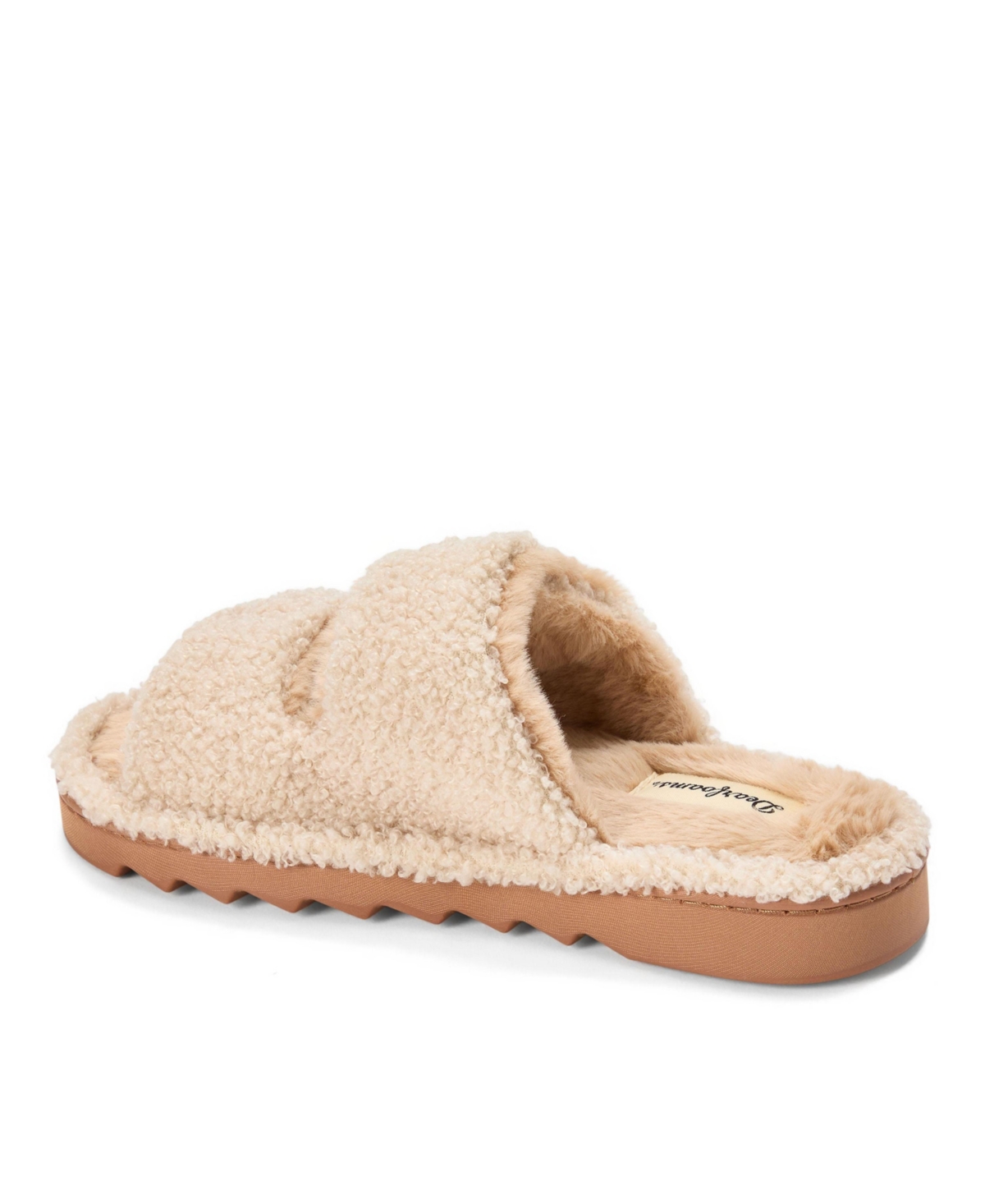 Dearfoams Women's Regina Teddy Double Band Slide Slipper