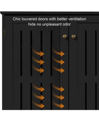 Louvered Door 4-Tier Shoe Storage Cabinet Closed Shoes Rack 