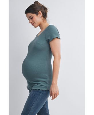 Maternity Scoop Neck Short Sleeve Ribbed Top