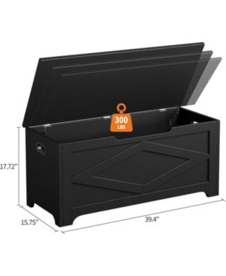 Wooden Storage Chest, Storage Bench with Safety Hinges for Entryway & Living Room