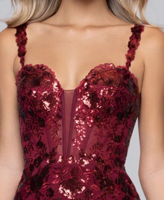 Juniors' Sweetheart Trumpet Tiered Fit & Flare Ball Gown