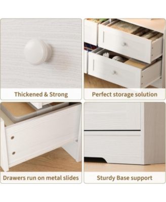 6-Drawer Slim Dresser for Bedroom, Wooden Chest with Power Outlets, LED Light & Open Shelf
