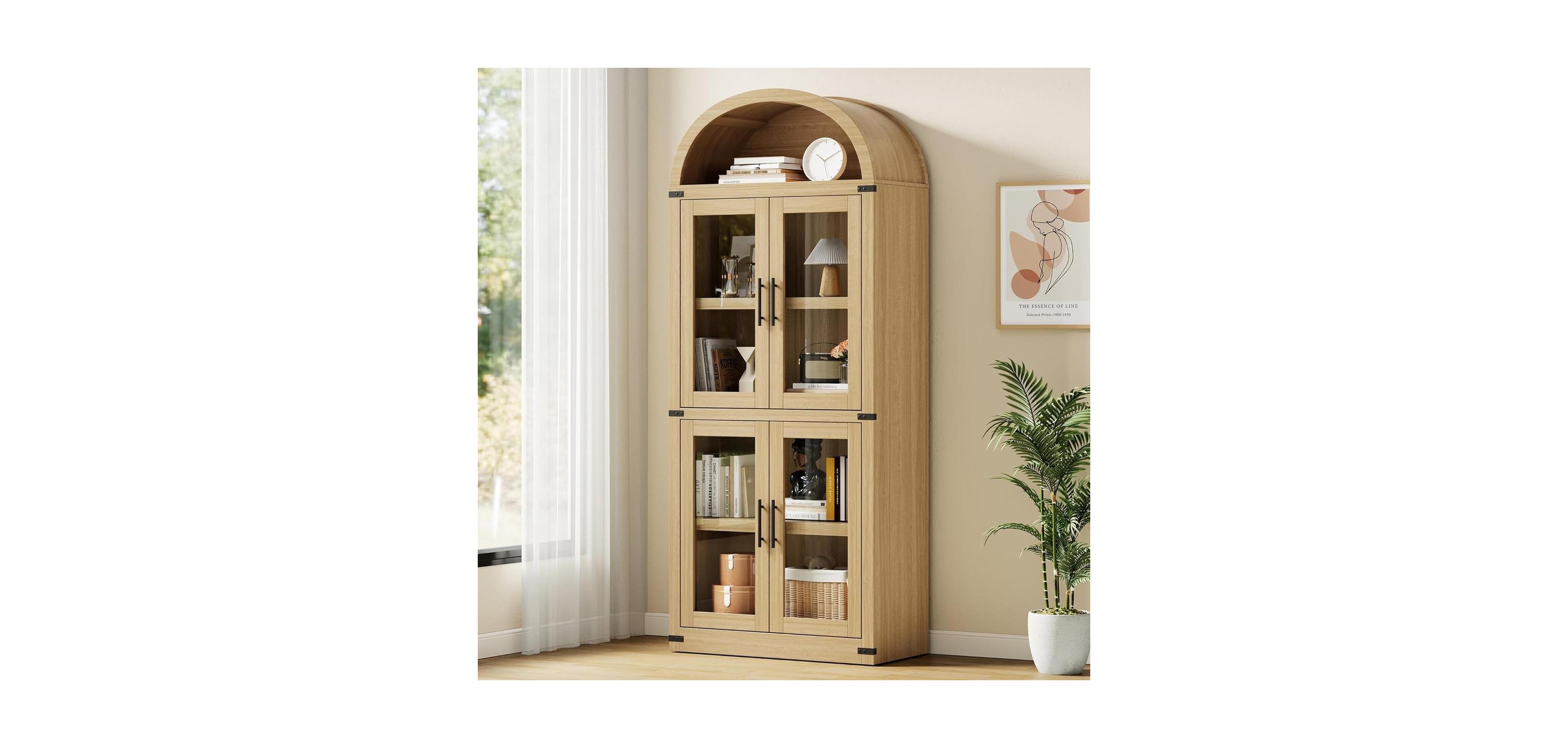 gaomon Arched Farmhouse Bookcase with Doors