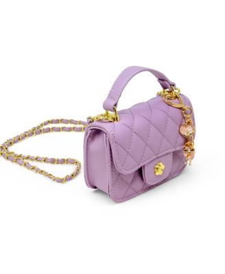 Tiny Quilted Ballet Charm Handbag, Purple