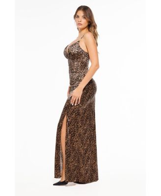 Women's Shapewear Satin Deep-V Front Slit Maxi Dress