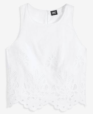 Women's Cotton Eyelet Lace Sleeveless Top