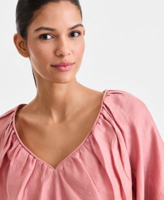 Women's 3/4 Sleeve Bubble-Hem Blouse