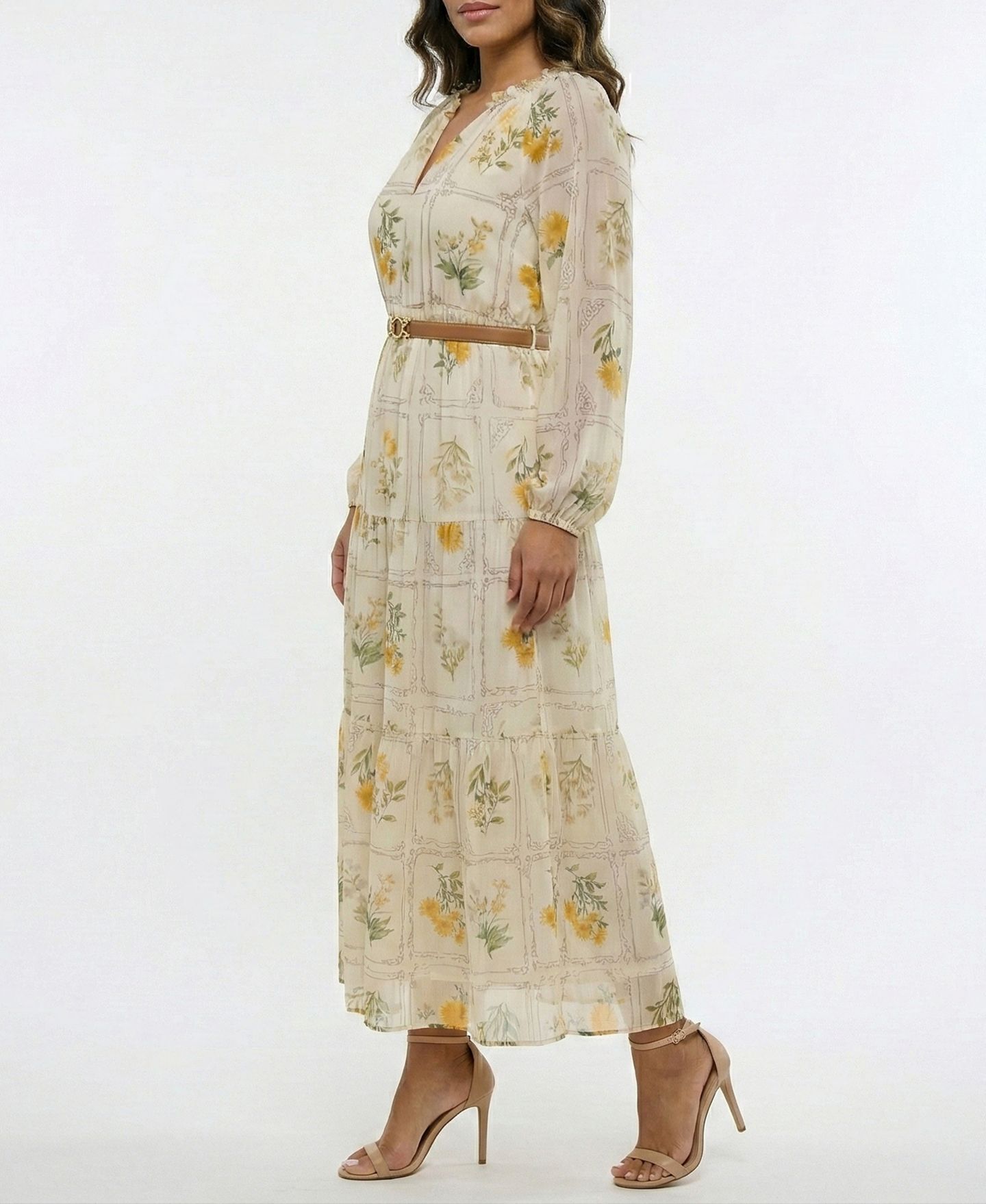 Женское платье Taylor Belted A-Line Floral Printed, цвет: Кремовый — фото 2