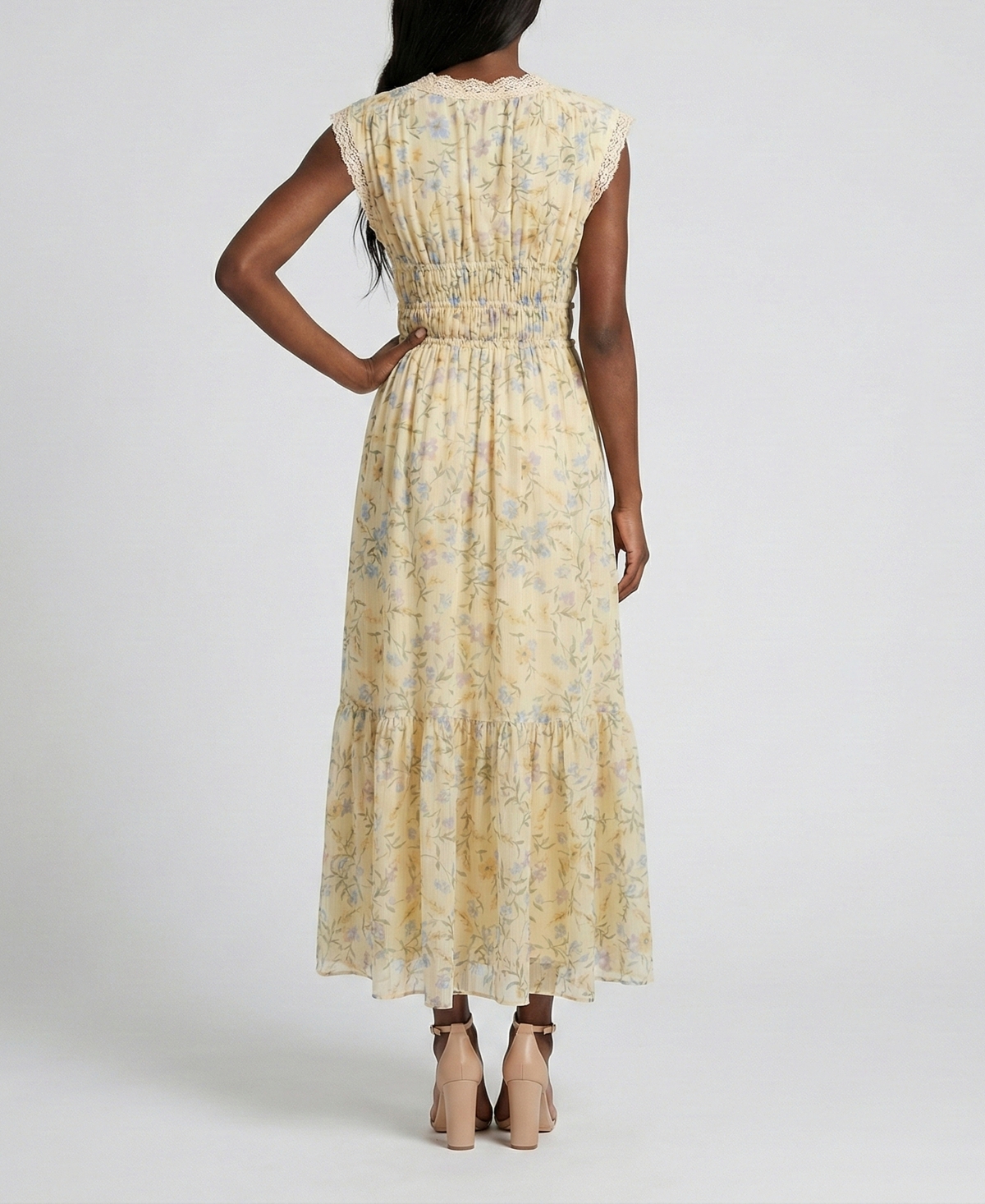 Taylor Women's Lace Trim Smocked Waist Dress