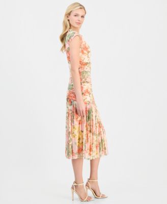 Women's Asymmetrical-Waist Cowl-Neck Dress