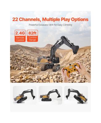 Remote Control Excavator Toy, 11 Channel, 1:14 Scale Remote Control Digger Toy, RC Excavator with Lights & Sound