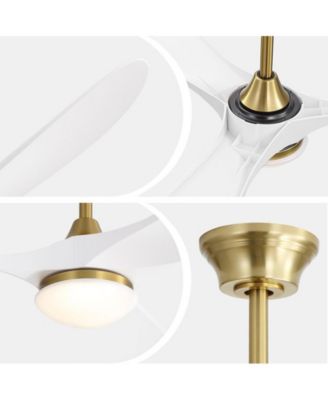 60-inch Modern Gold 3-blade Ceiling Fan Light With Remote Control Supports Mobile Phone Connection And Voice Function
