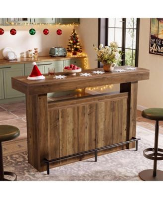 63" Bar Table, 4-Tier Counter Height Pub Table with Footrest and Storage Shelves, Modern Home Bar Unit, Coffee Bar Cabinet Liquor Furniture