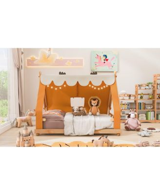 Full Size House Bed with Tent and Light