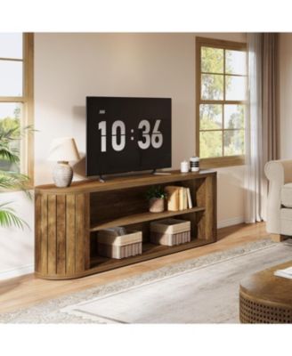 TV Stand for 55/60/65/75-Inch TVs, Farmhouse Entertainment Center with 3-Tier Storage Shelf, 63" TV Consoles for Living Room, Bedroom