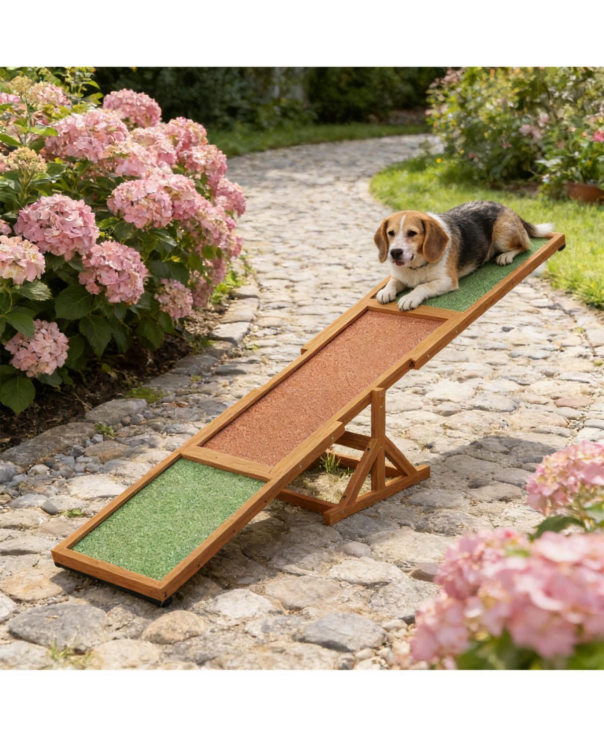 Aostirmotor Wooden Dog Agility Seesaw for Outdoor in Brown
