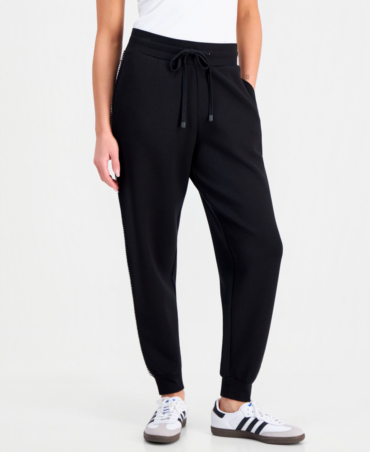 Женские брюки And Now This Petite Scuba Whipstitch Jogger, цвет: Чёрный — фото 4