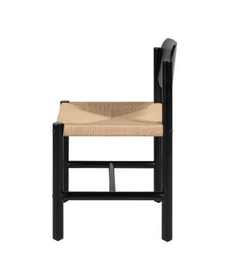 Streamdale Wooden Dining Chairs with Beige Paper Rope Seat, Set of 2