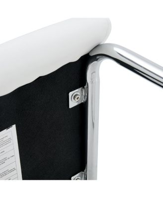 Set of 4 White PU Dining Chairs with High Backrest and Sturdy Legs