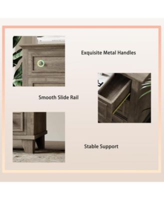 3-Drawer Dresser, Wooden Storage Chest with Metal Handles, Modern Small Storage Cabinet