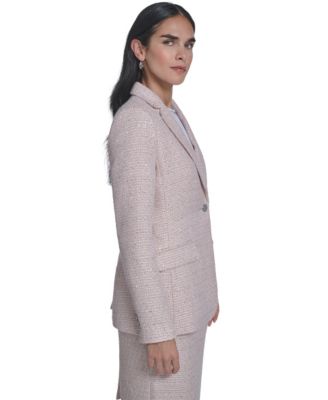 Petite One-Button Tweed Jacket