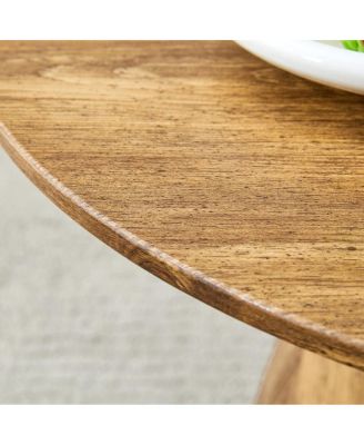 Wood Grain MDF Round Coffee Table - 19.6" D, 18.8" H