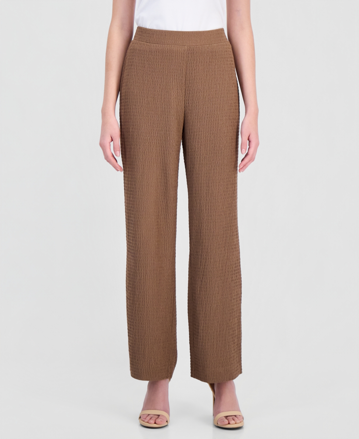 Anne Klein Essentials Petite Textured Knit Pull-On Pants