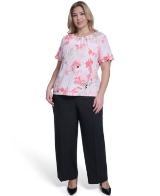 Plus Size Knit Short-Sleeve Crew Neck Top