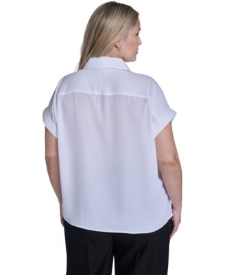 Plus Size Short-Sleeve Camp Button-Down Shirt