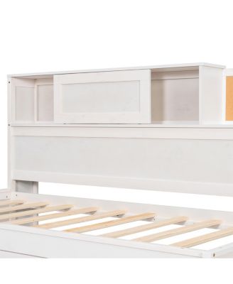 Twin Size Wooden Daybed with 3 Storage Drawers & USB Ports, White