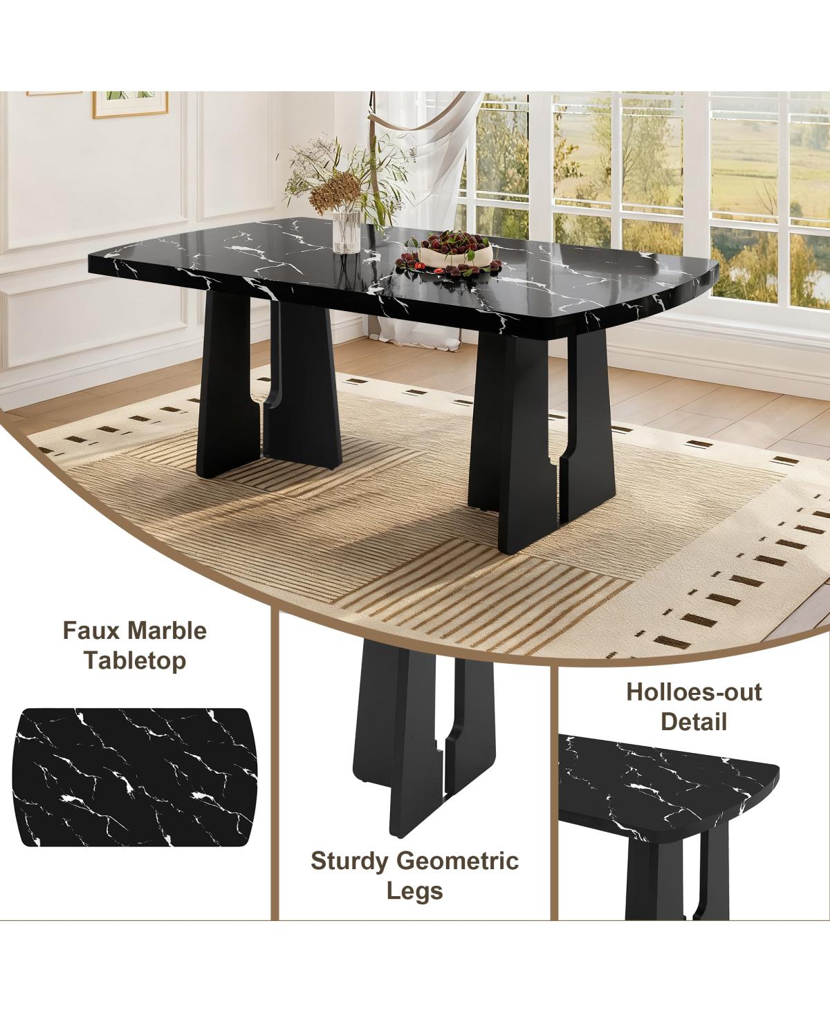 Streamdale Furniture 63" Modern Faux Marble Dining Table