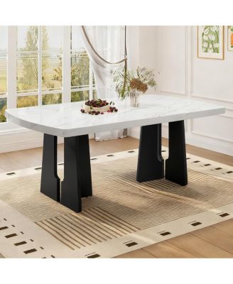 63" Modern Faux Marble Dining Table