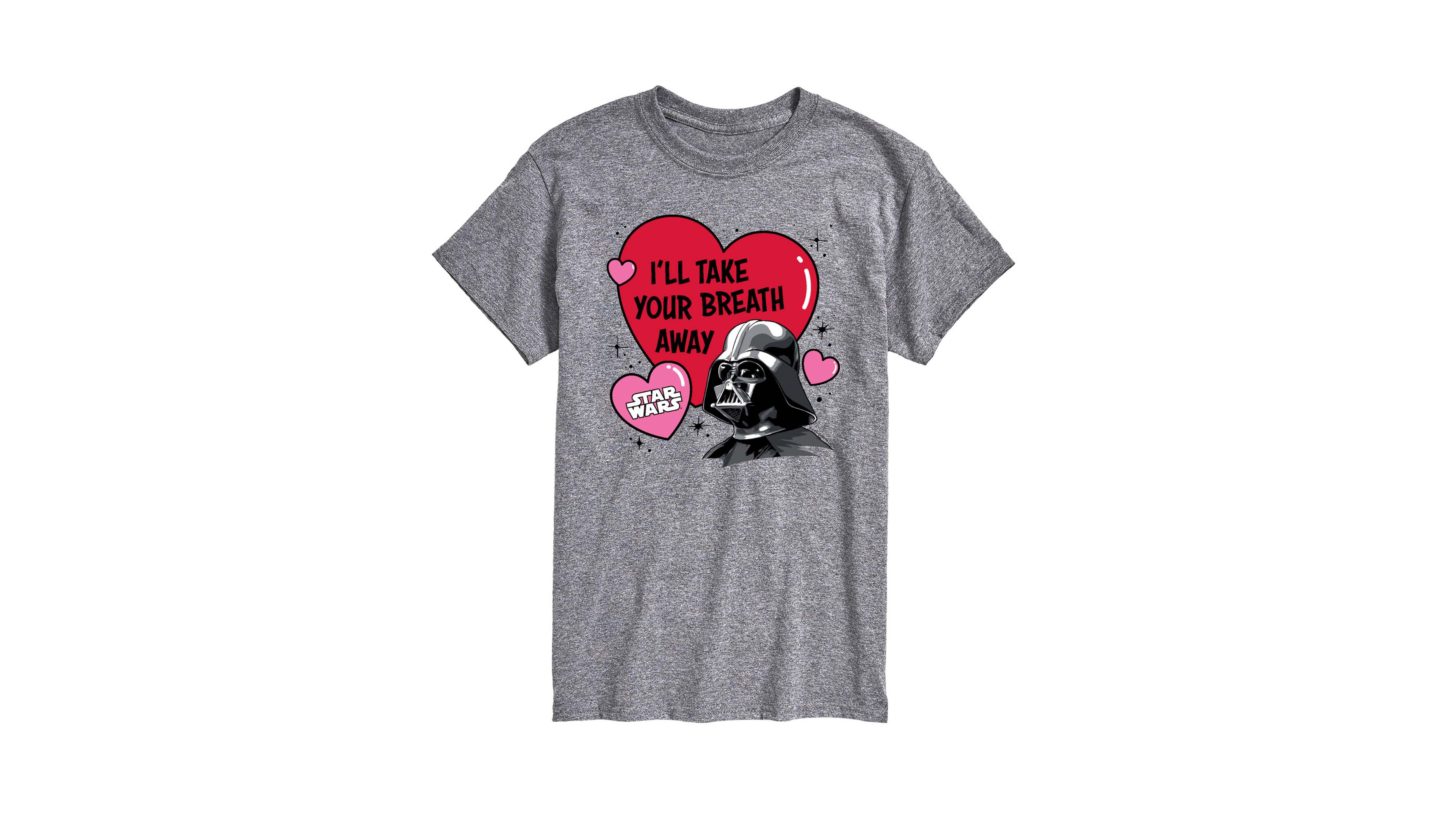 Airwaves Men's Star Wars Valentine Vader Breath Away Printed Short-Sleeve Graphic T-Shirt