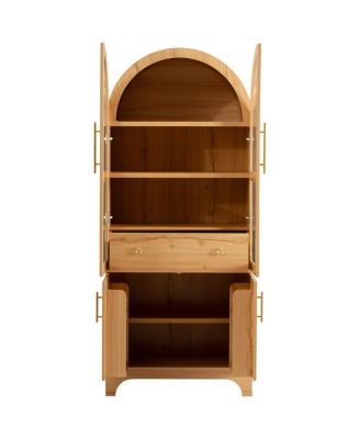 71" Arched Farmhouse Kitchen Pantry Cabinet with Shelves & Hidden Drawer