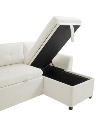 Streamdale Modern U-shaped Sleeper Sofa with Storage & USB Ports, Green