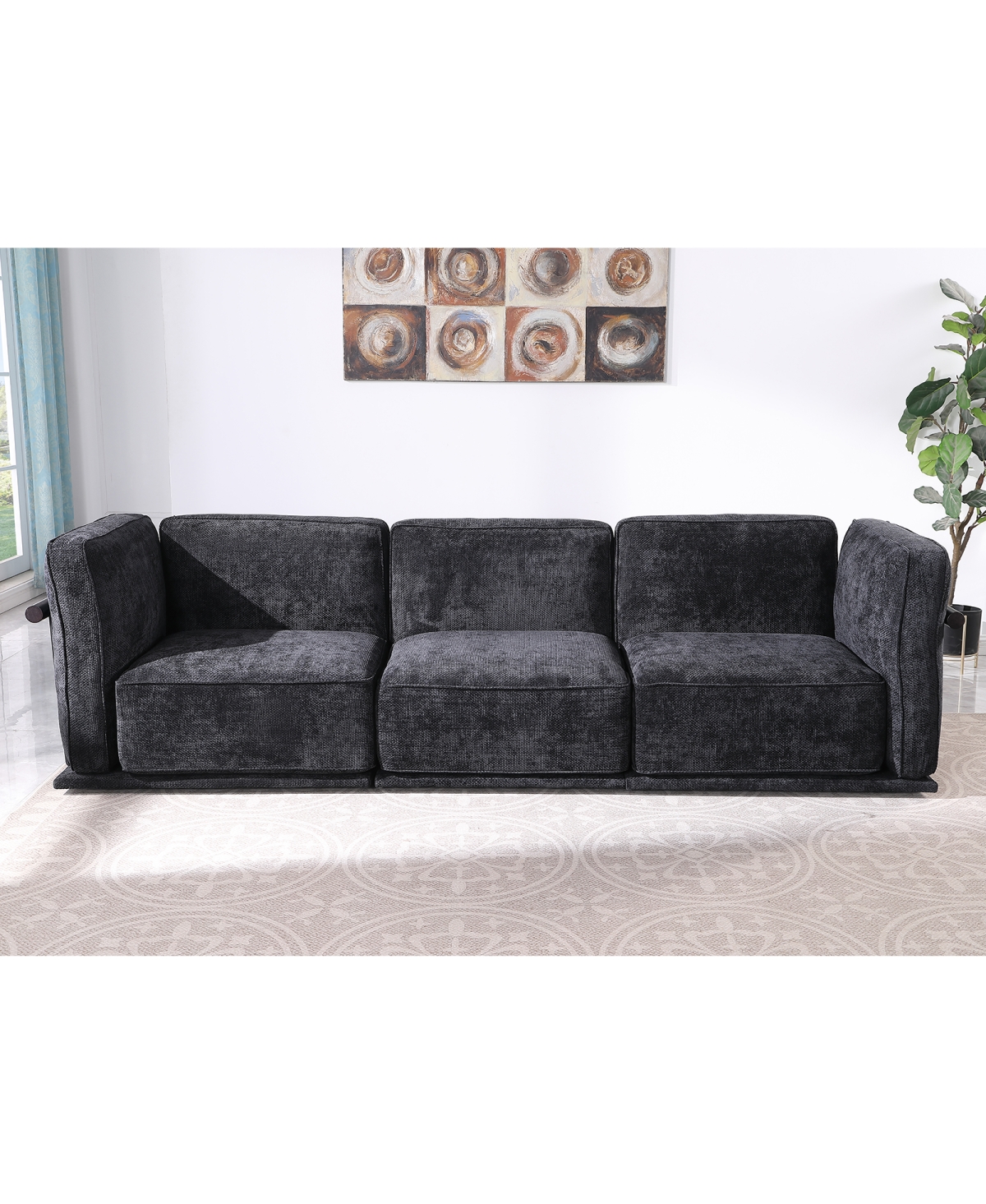 Streamdale Furniture Fashionable modular chenille sofa with iron and wood frame, Black