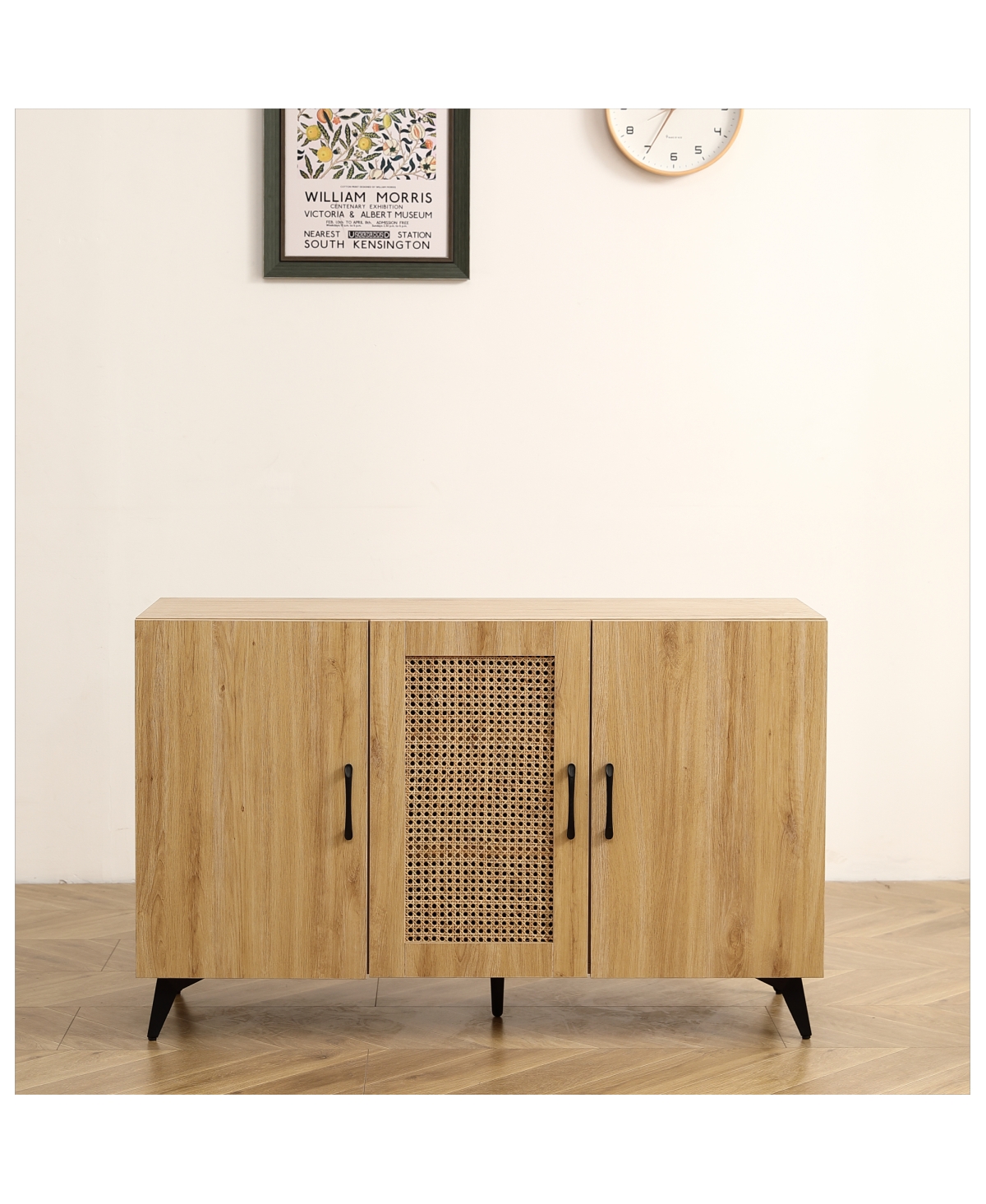 Streamdale Furniture Three-Door Rattan Mesh Cabinet - Large Storage, Stable & Durable (45.3inch