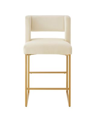  Modern Fashion Counter Height Bar Stools, Set of 2, Cream/Gold