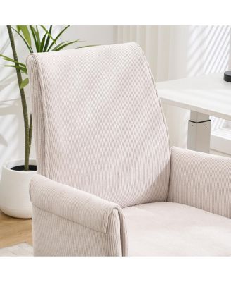  Mid-back office chair, striped fabric, ergonomic design, White