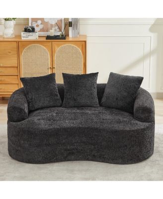  Curved Loveseat with 3 Pillows, Deep Seat Couch for Apartment