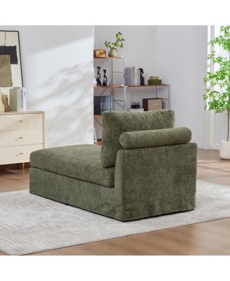 Modular Sofa Bed with Cushions - Chenille Fabric, Metal Legs - Green-L