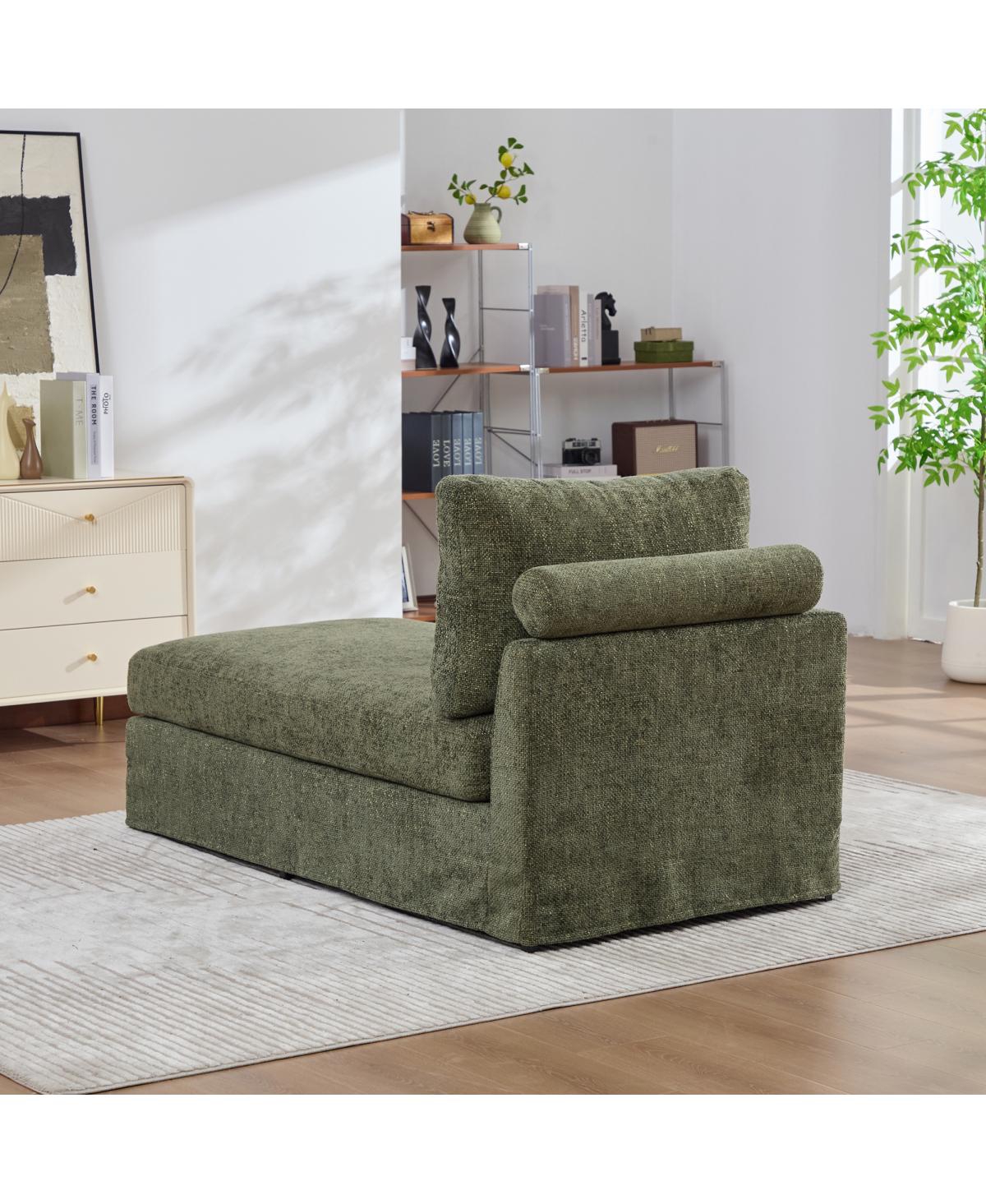 Streamdale Furniture Modular Sofa Bed with Cushions - Chenille Fabric, Metal Legs - Green-l