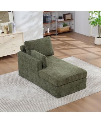 Modular Sofa Bed with Cushions - Chenille Fabric, Metal Legs - Green-L