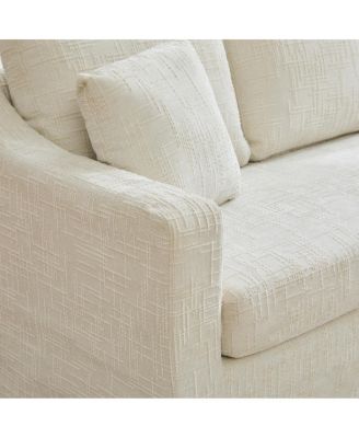  Modern Casual Chenille Sofa, Deep Seat, Three-Seater, Removable Cover, Beige