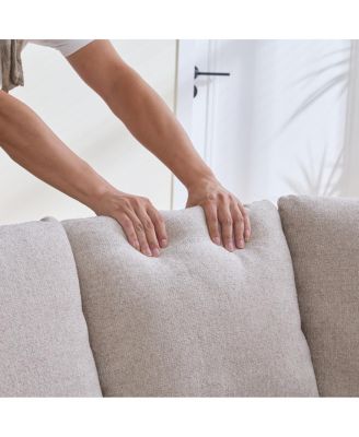  73.82" Wide Curved Sofa, Modern Plush Chenille Extra-Deep Seat, 4 Removable Cushions, Taupe